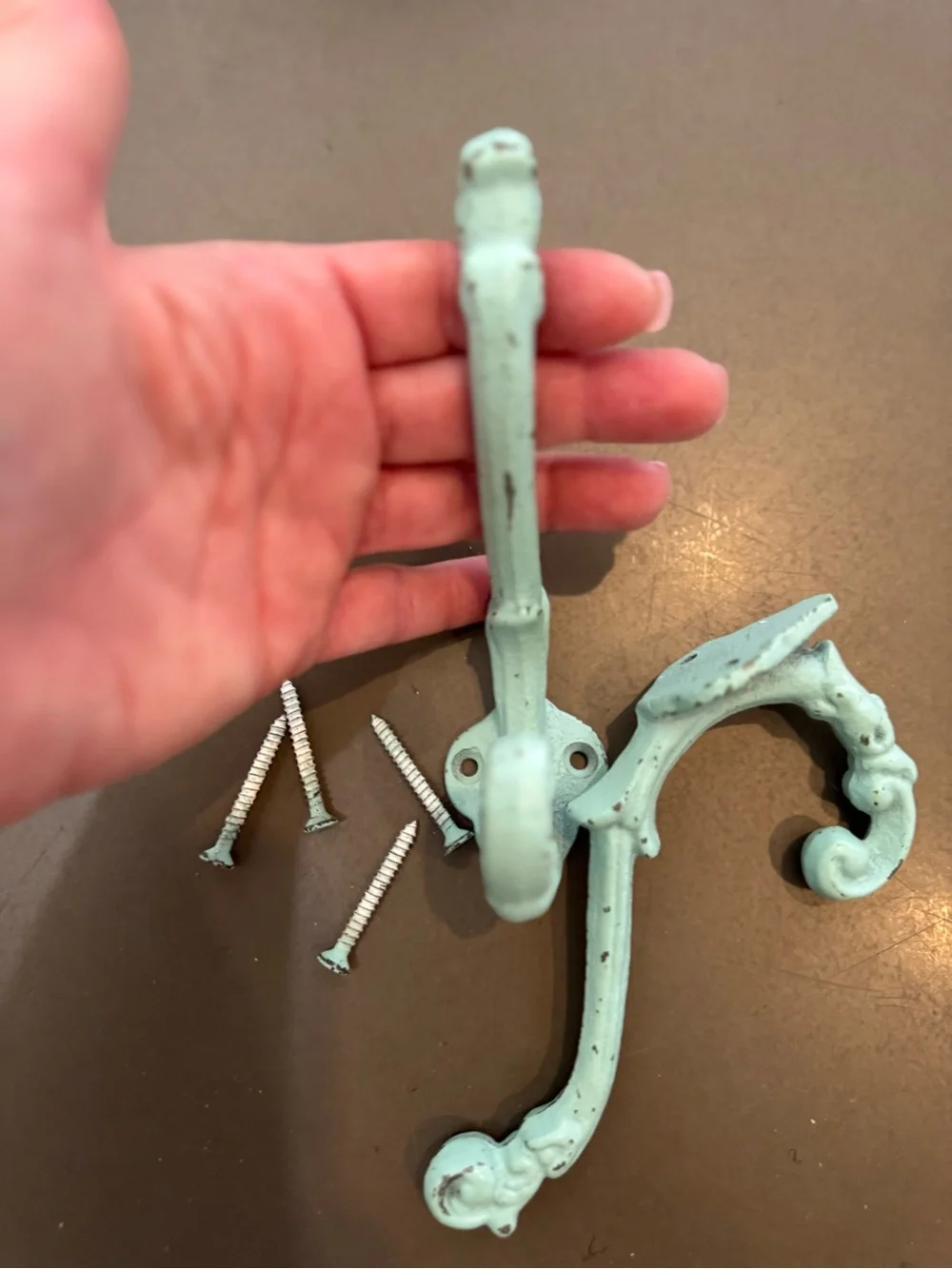 Vintage-Style Iron Turquoise Wall Hook Set - Decorative Double Hooks